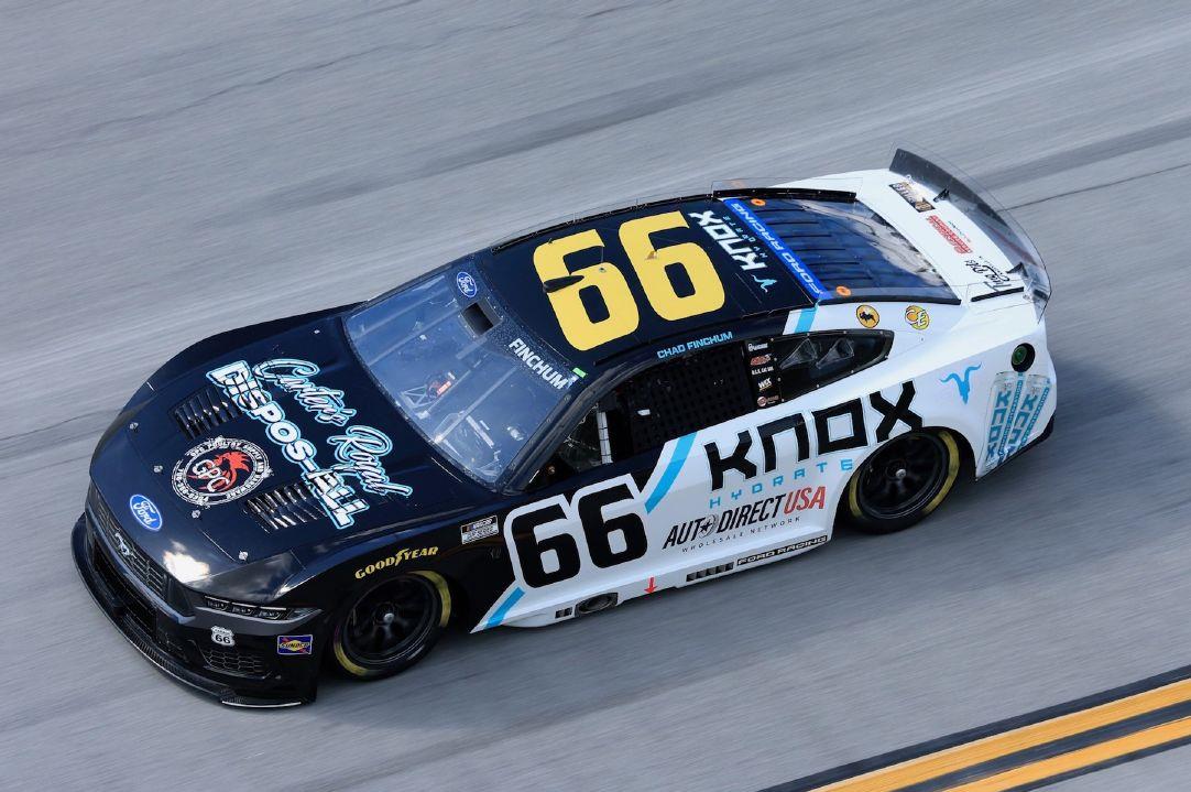 Chad Finchum wheels the No. 66 Ford around Talladega Superspeedway